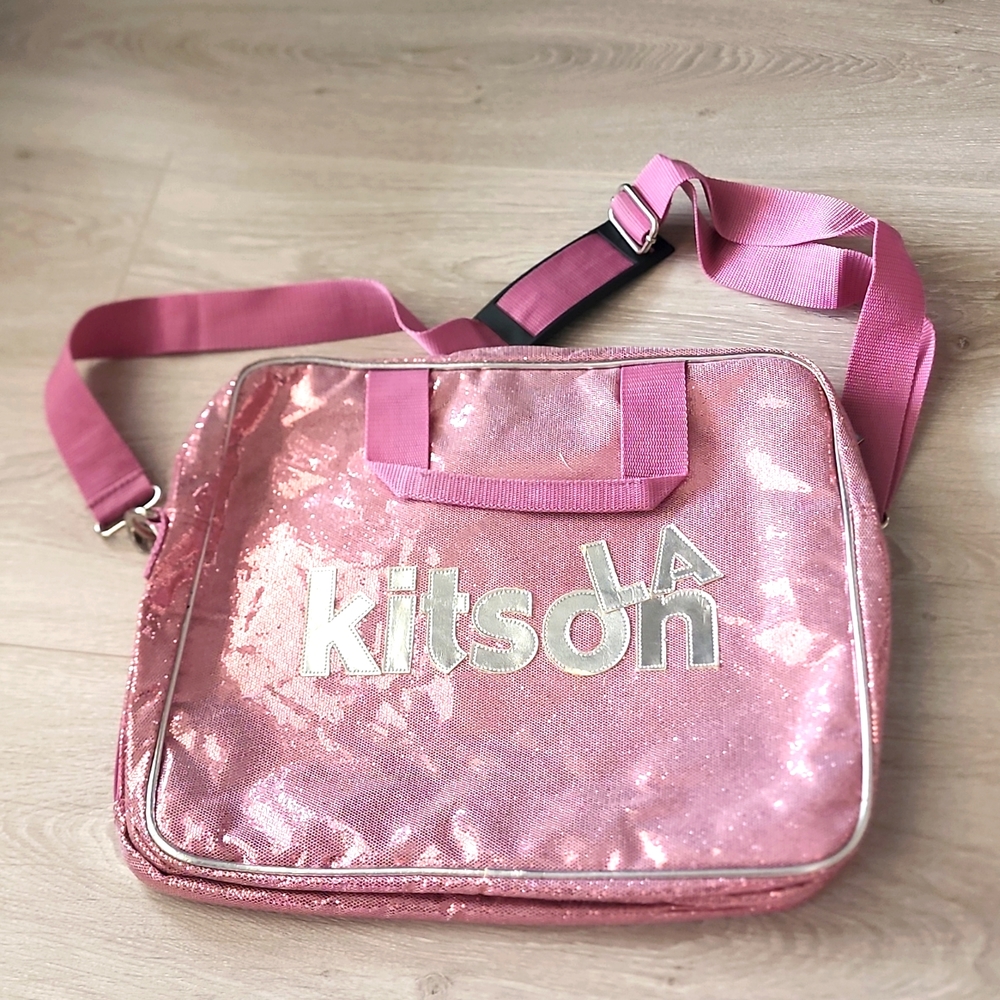 Kitson LA "Los Angeles" Laptop Bag Pink sequined